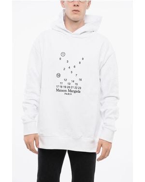 Maison Margiela Mm1 Brushed Cotton Hoodie With Embroidered Logo - White