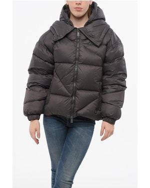Bacon Down Jacket New Double With Hood And Front Zip - Black