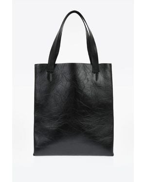 Jil Sander Leather Foldable Tote Bag With Inner Pockets - Black