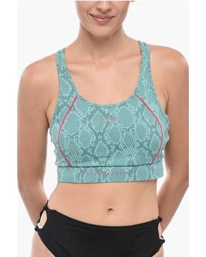 Armani Emporio Ea7 Animal Patterned Active Crop Top With Cut-Out De - Green