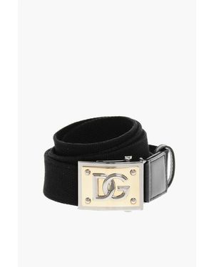 Dolce & Gabbana Fabric Belt With Logoed Buckle 35Mm - Black