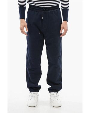 Saint Laurent Cuffed Cotton Joggers - Blue