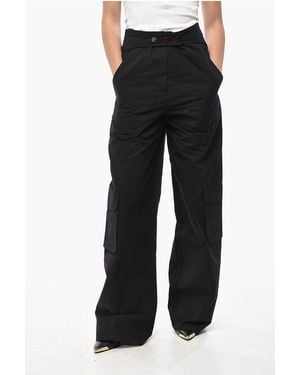 ANDAMANE Cotton Sarah Casual Trousers With Buttons - Black