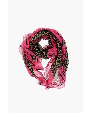 Balenciaga Animal Patterned Foulard With Contrasting Edge - Pink