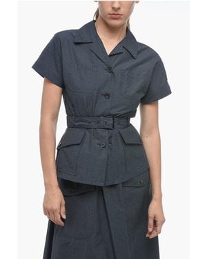 Dior Belted Short-Sleeved Shirt With Utility Pockets - Blue