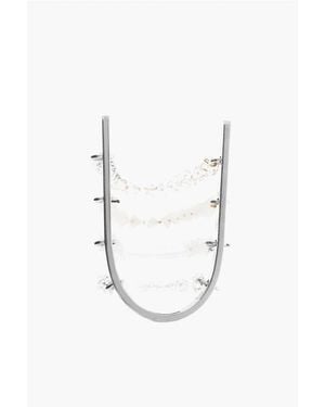 DSquared² Rigid Bracelet With Multiple Chains Embellished With Beads A Size Unic - White