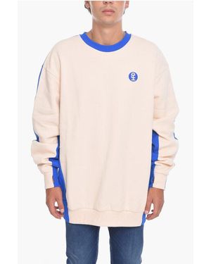 Honey Fucking Dijon Two-Tone Fleeced Cotton Crew-Neck Sweatshirt - Blue