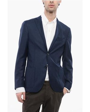 Corneliani 17,25 Microns Houndstooth Wool Gate Blazer - Blue