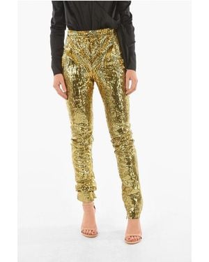 Philipp Plein Couture Sequin Trousers Elegant With Ankle Zip - Yellow