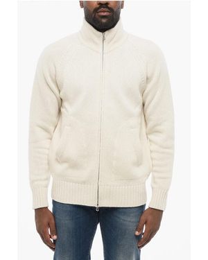 Altea Mock Neck Virgin Wool Jumper With Front Zip - Natural