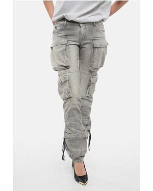 The Attico Low-Rise Denim Cargo Trousers - Grey