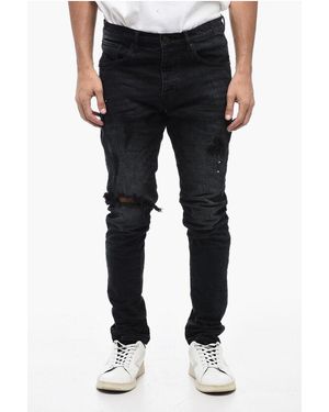 Purple Delavè Slim Fitted Denims With Distressed Effect 16Cm - Black