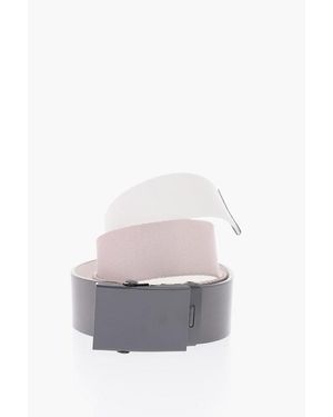 DIESEL 30mm Fabric Belt With Faux Leather Detail - White
