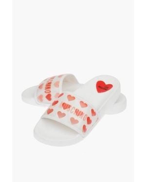 Moschino Love Heart Print Slippers - White