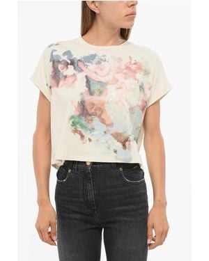 Balmain Printed Cropped T-Shirt - White