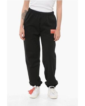 KENZO Brushed Cotton Joggers With Cuffs - Black