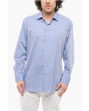Laboratorio Del Carmine Spread Collar Poplin Cotton Shirt - Blue