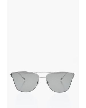Saint Laurent Wayfarer Sunglasses With Metal Frame And Double-Bridge Desig Size One - Grey