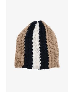 DSquared² Wool Blend Beanie With Contrasting Detail - Blue