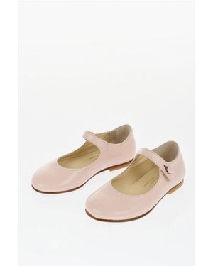 Bonpoint Leather Mary Jane Ballet Flats - Natural