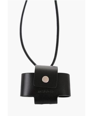 Jil Sander Leather Airpods Case With Snap Closure - Black