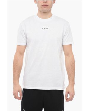 Neil Barrett Crew Neck Eyelet T-Shirt With Decorative Detail - White