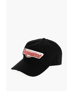 DSquared² Cotton Gabardine Family Business Cap With Embossed Logo - Black