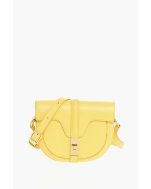 Celine Textured Leather Small Besace Saddle Bag - Yellow