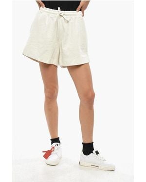 Ganni Solid Colour Shorts With Ton On Ton Monogram - White