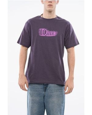 Dime Cotton Crew-Neck T-Shirt With Frontal Logo - Purple