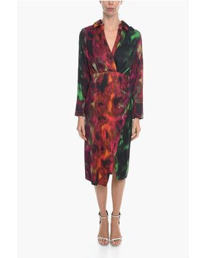 Birgitte Herskind Tie Dye Effect Sareen Maxi Shirt Dress With Ruffe Details - Red