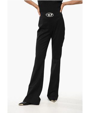 DIESEL Boot Cut Gabardine P-Erseus Trousers With Monogram - Black