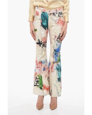 ANDERSSON BELL Printed Boot-Cut Jeans With Front Studs 29Cm - Multicolour