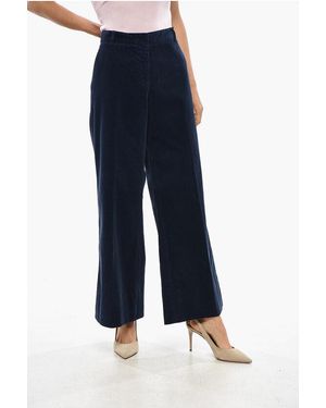 Ql2 Ribbed Velour Cropped Fit Trousers Melody - Blue