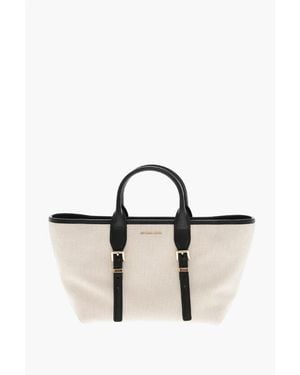 Michael Kors Michael Fabric Tote Bag With Leather Trims - Black