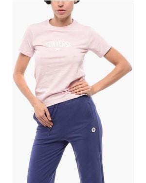Converse All Star Solid Colour Crewneck T-Shirt With Embossed Logo - Blue