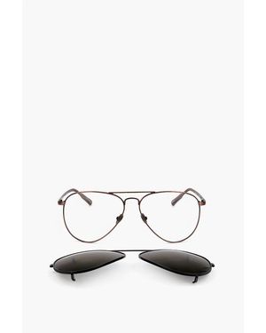 Linda Farrow Kris Van Assche Aviator Sunglasses With Removable Mask - White