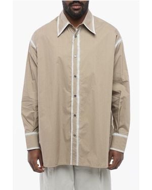 Maison Margiela Mm6 Poplin Cotton Shirt Vintage Effect - Natural
