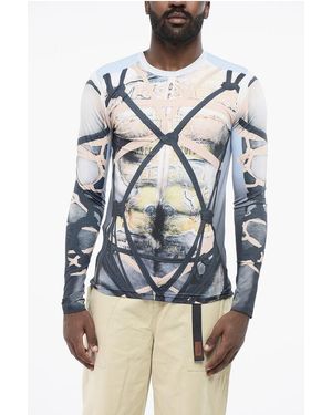 Y. Project Printed Nylon Stretch Crew-Neck T-Shirt - Blue