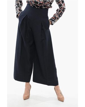 Armani Pleated Wide-Leg Trousers - Blue