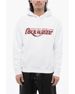 DSquared² Cool-Fit Hoodie Sweatshirt With Logo Print - White