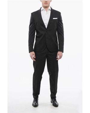 Neil Barrett 3-Pocketed Tech Cotton Suit With Notch Lapel - Black
