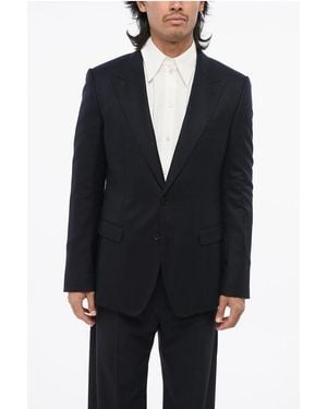 Dolce & Gabbana Virgin Wool Centre Vent Peak Lapel 2-Button Blazer - Blue