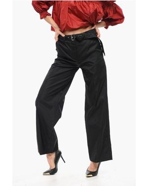 Prada Re-Nylon Straight Trousers With Logoed Belt - Black