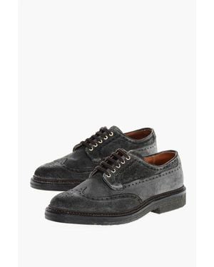 Alden Suede Derby Shoes With Brogues Details - Black