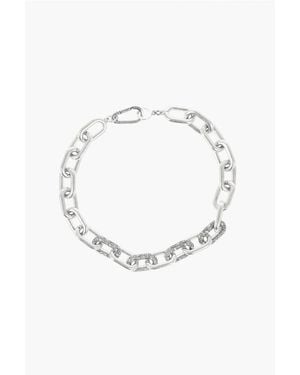 AllSaints Allsaints Chain Necklace With Rhinestone Details - White