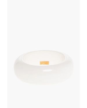 DSquared² Solid Colour Bangle Bracelet With Golden Logo - White
