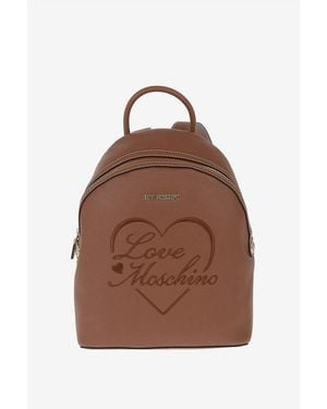 Moschino Love Faux Leather Embroidered Backpack - Brown