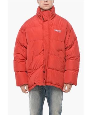 Balenciaga Nylon Puffer Jacket With Extractable Hood - Red