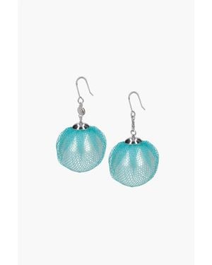 Undercover Resin Pearl Earrings With Tulle Detail - Blue